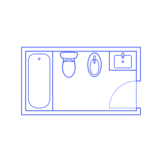 Layouts Bathrooms Full Bidet 1 Wall Blueprint Style Svg Vector, Free Vectors File
